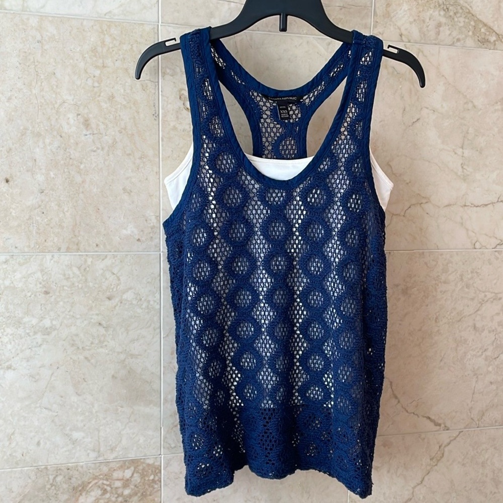 Banana Republic Blue Racerback Tank Top, Size Petite XXS